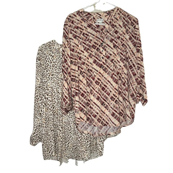 Lot of 2 Wonderly Women’s Size L Large Casual Tops Spring & Fall Prints - Picture 1 of 13